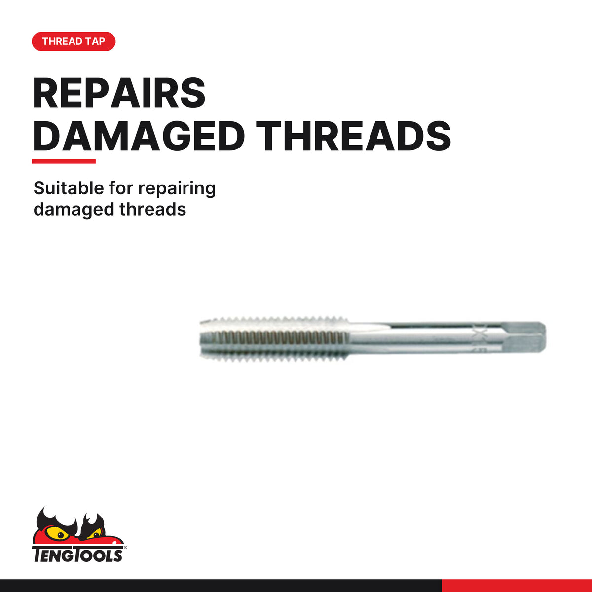 Teng Tools TDT12175 12 mm Metric Thread Tap, suitable for repairing damaged threads