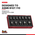Teng Tools TEA9216AF 16 Piece 6 Point SAE Regular / Shallow 1/2 Inch, designed and manufactured to ASME B107.110