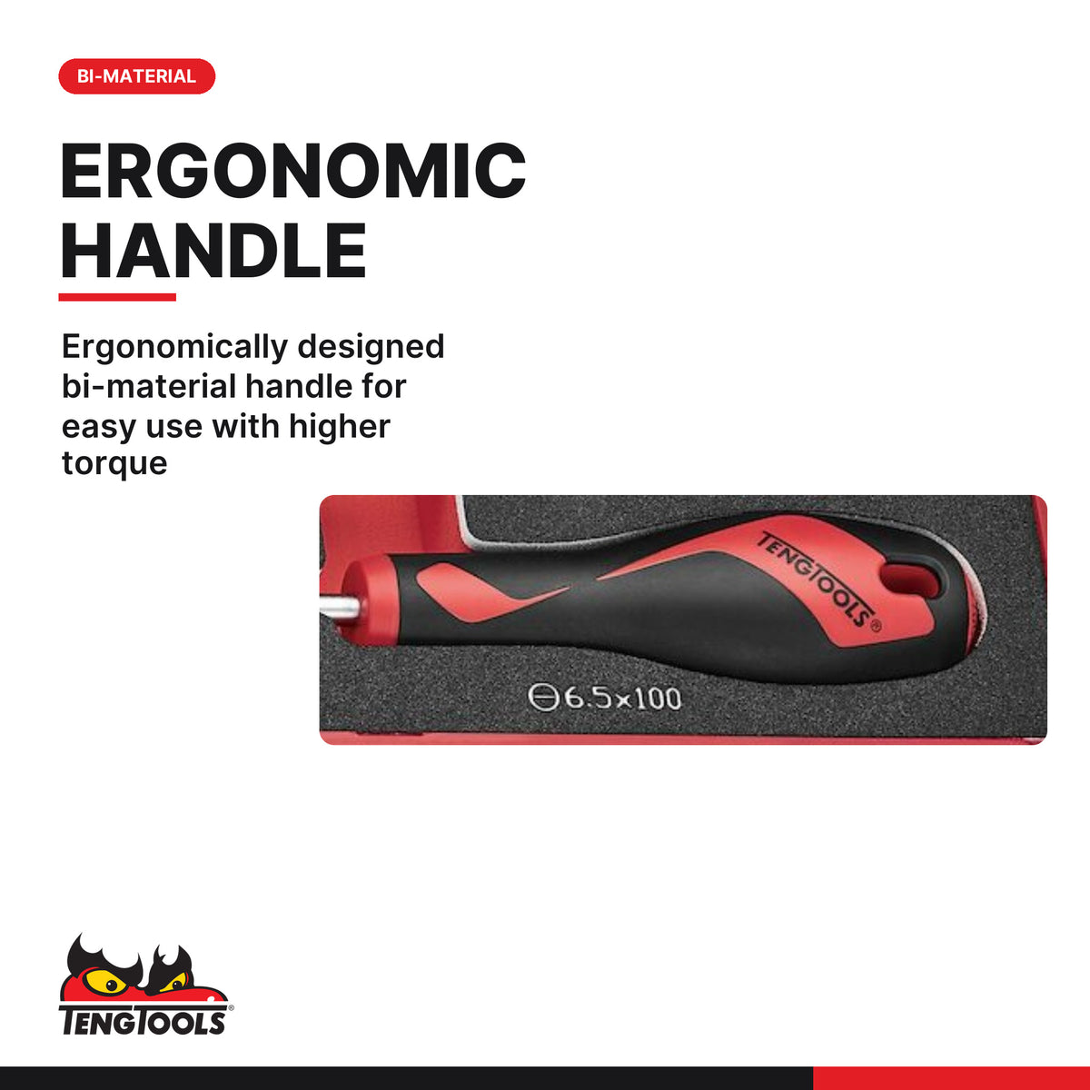 Teng Tools TEAMD04N Screwdriver Set Flat FOAM1 4 Pieces, ergonomically designed bi-material handle for easy use with higher t
