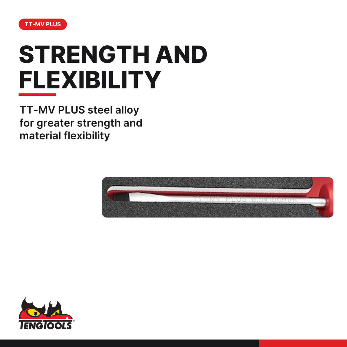 Teng Tools TEAMD04N Screwdriver Set Flat FOAM1 4 Pieces, tt-mv plus steel alloy for greater strength and material flexibility