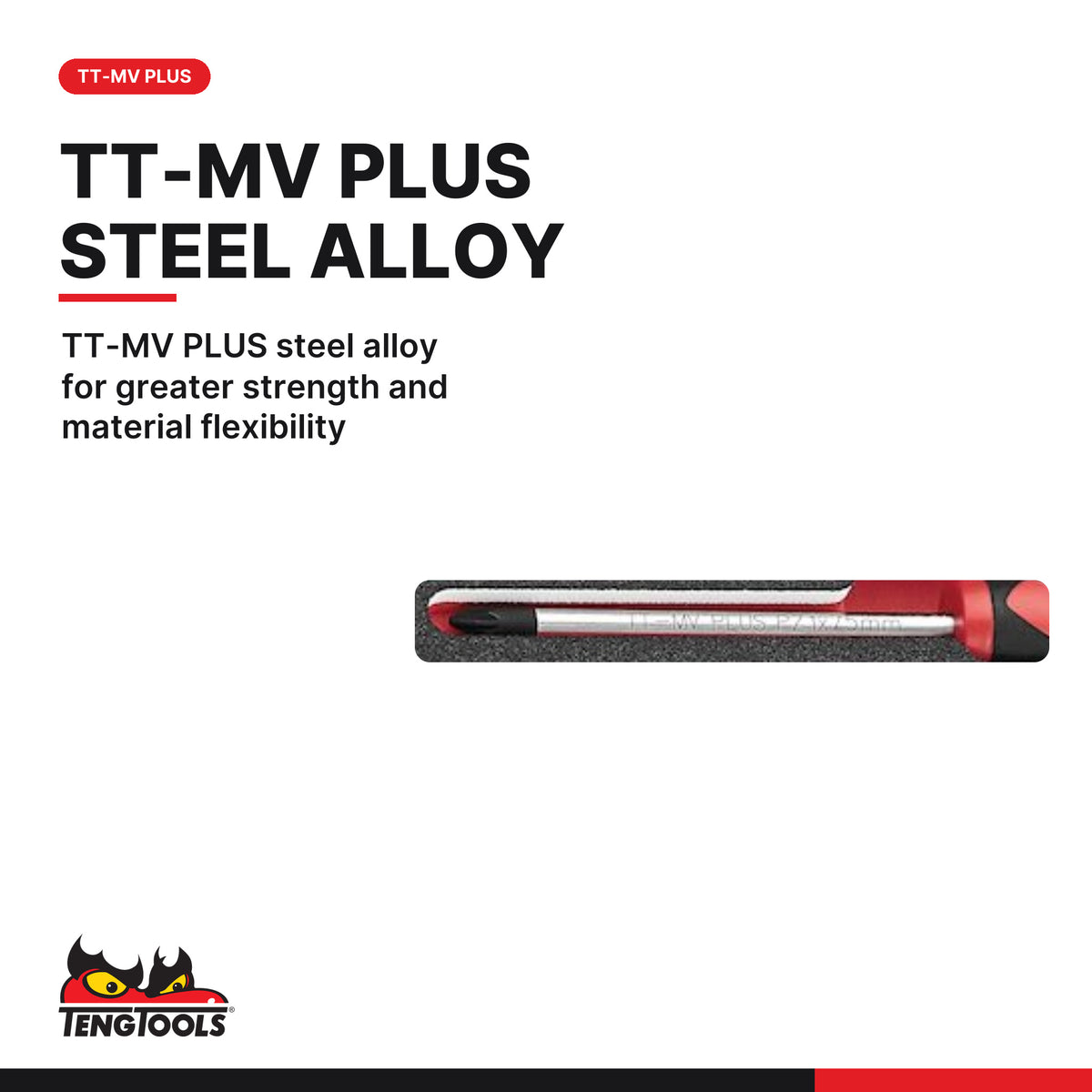 Teng Tools TEAMD04N1 Screwdriver Set PH/PZ FOAM1 4 Pieces, tt-mv plus steel alloy for greater strength and material flexibili