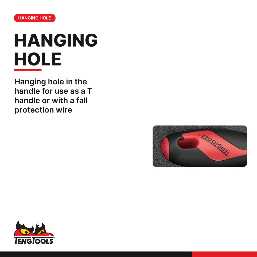 Teng Tools TEAMD04TXN Screwdriver Set TX FOAM1 4 Pieces, hanging hole in the handle for use as a t handle or with a fall prot