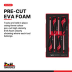 Teng Tools TEAMD04TXN Screwdriver Set TX FOAM1 4 Pieces, tools are held in place using three colour pre-cut high-density eva 