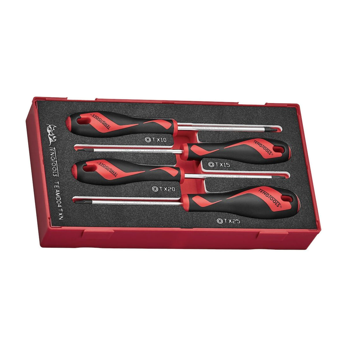 Teng Tools TEAMD04TXN Screwdriver Set TX FOAM1 4 Pieces on a white background