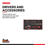 Teng Tools TEAMDQ78 78 Piece 1/4 Drive Bit and Socket Set, various drivers and accessories for use with bits and/or sockets