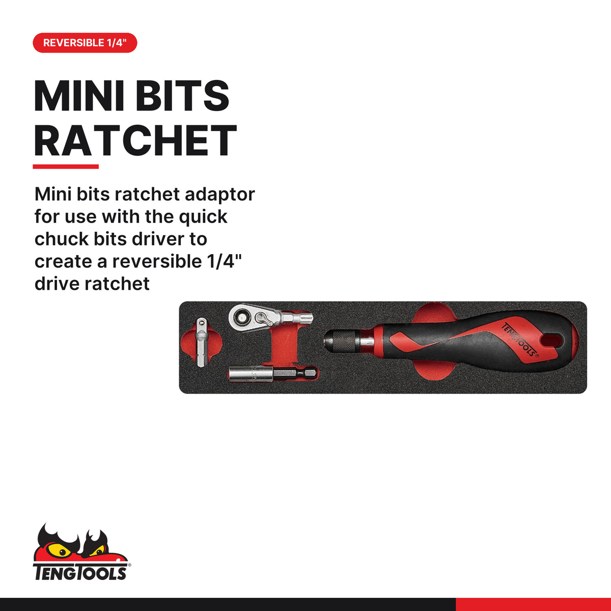 Teng Tools TEAMDQ78 78 Piece 1/4 Drive Bit and Socket Set, mini bits ratchet adaptor for use with the quick chuck bits