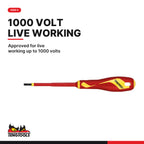 Teng Tools TEAMDV04N Insulated Screwdriver Set Flat FOAM1 4 Pieces, approved for live working up to 1000 volts
