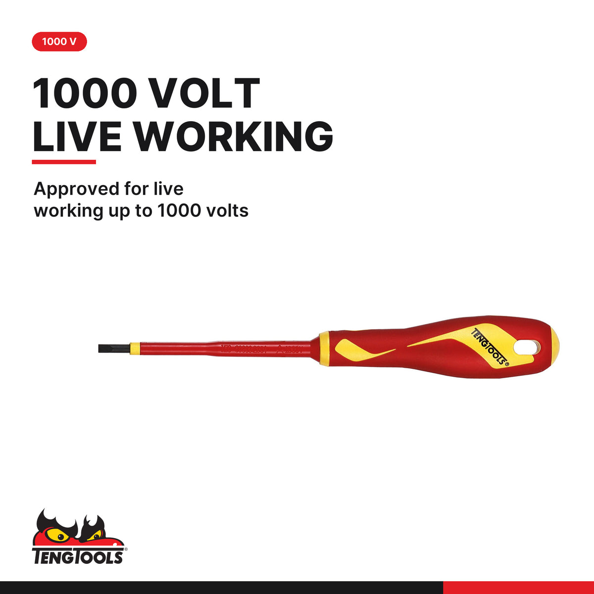 Teng Tools TEAMDV04N Insulated Screwdriver Set Flat FOAM1 4 Pieces, approved for live working up to 1000 volts