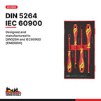 Teng Tools TEAMDV04N Insulated Screwdriver Set Flat FOAM1 4 Pieces, designed and manufactured to din5264 and iec60900 (en6090