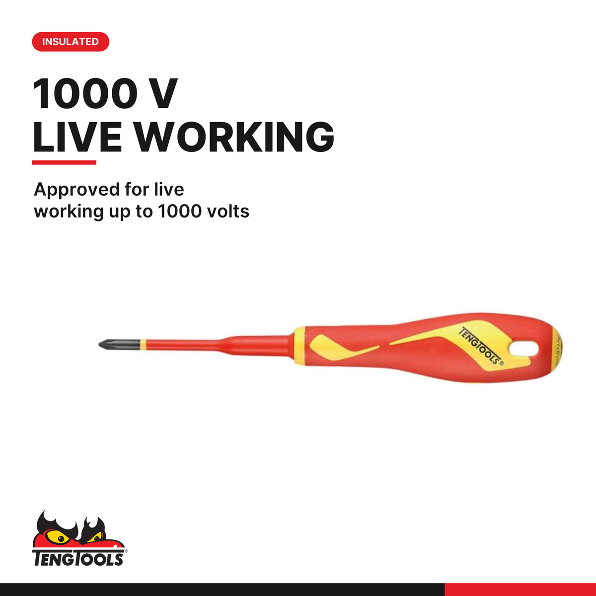 Teng Tools TEAMDV04N1 Insulated Screwdriver Set PH/PZ FOAM1 4 Pieces, approved for live working up to 1000 volts