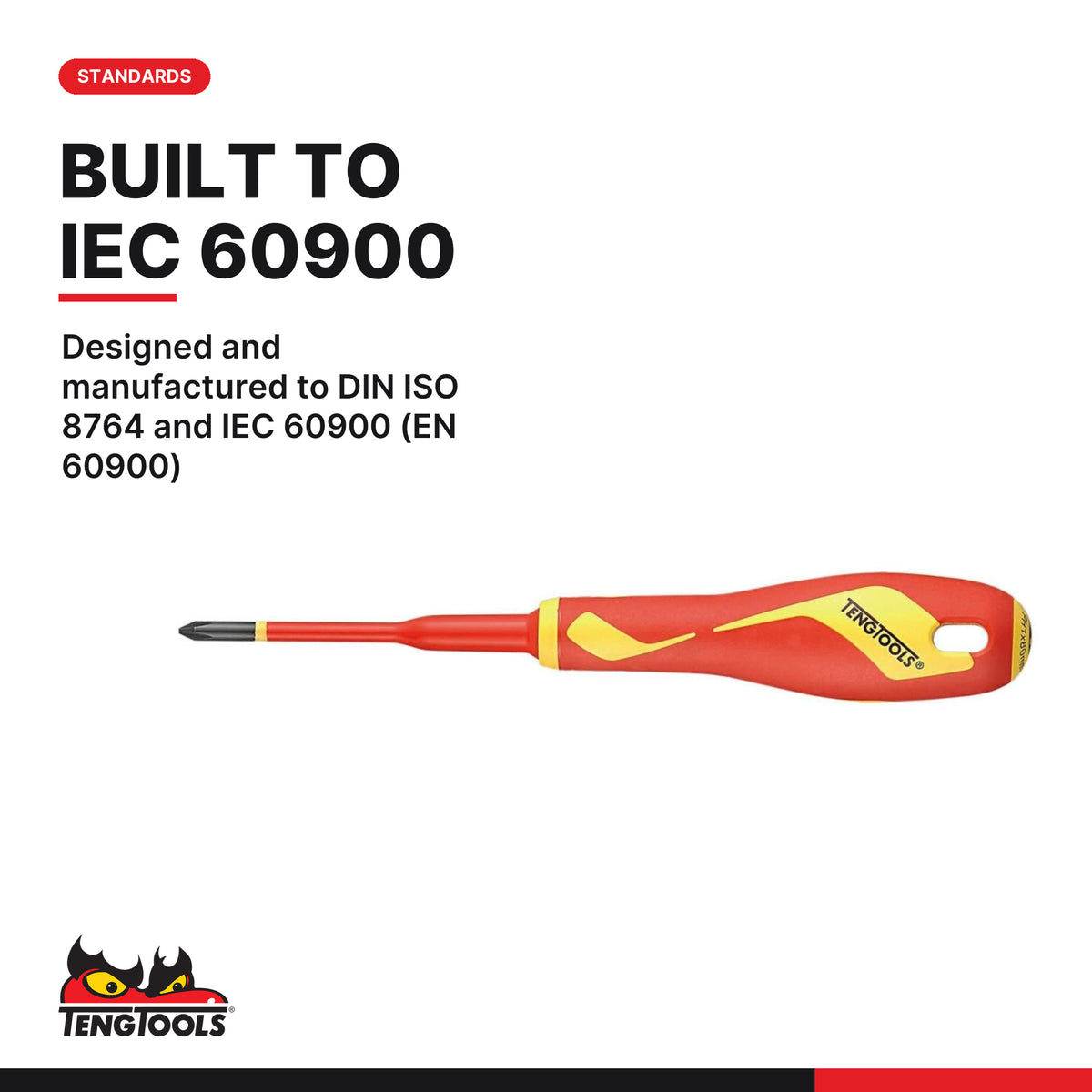 Teng Tools TEAMDV04N1 Insulated Screwdriver Set PH/PZ FOAM1 4 Pieces, designed and manufactured to din iso 8764 and iec 60900