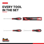 Teng Tools TEASR04A Trim & panel fastener clip removal set FOAM1 4 pcs, every tool in the set