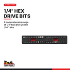 Teng Tools TED1489 1/4" Socket Set 6 pt FOAM2 89 Pieces, A comprehensive range of 1/4" hex drive 25 mm (1.0") bits