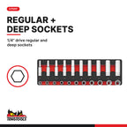 Teng Tools TED1489 1/4" Socket Set 6 pt FOAM2 89 Pieces, 1/4" drive regular and deep sockets