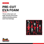 Teng Tools TED441-T Plier Set TPR Grip FOAM2 5 Pieces, three colour pre-cut high-density eva foam clearly showing where each 