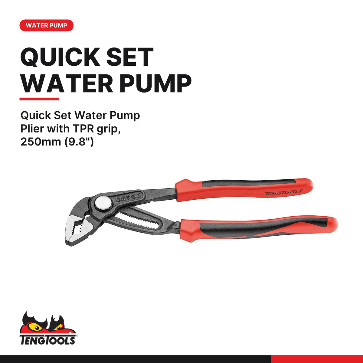 Teng Tools TED441-TQ Plier Set TPR Grip Q FOAM2 5 Pieces, quick set water pump plier with tpr grip, 250mm (9.8")