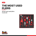 Teng Tools TED441Q Plier Set Vinyl Grip Q FOAM2 5 Pieces, all the most used pliers in one set