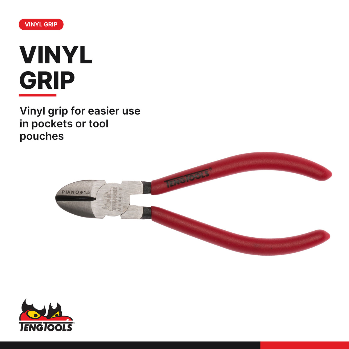 Teng Tools TED441Q Plier Set Vinyl Grip Q FOAM2 5 Pieces, vinyl grip for easier use in pockets or tool pouches