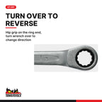 Teng Tools TED6512RS Ratcheting Combination Wrench Set RS FOAM2 12, hip grip on the ring end, turn wrench over to change