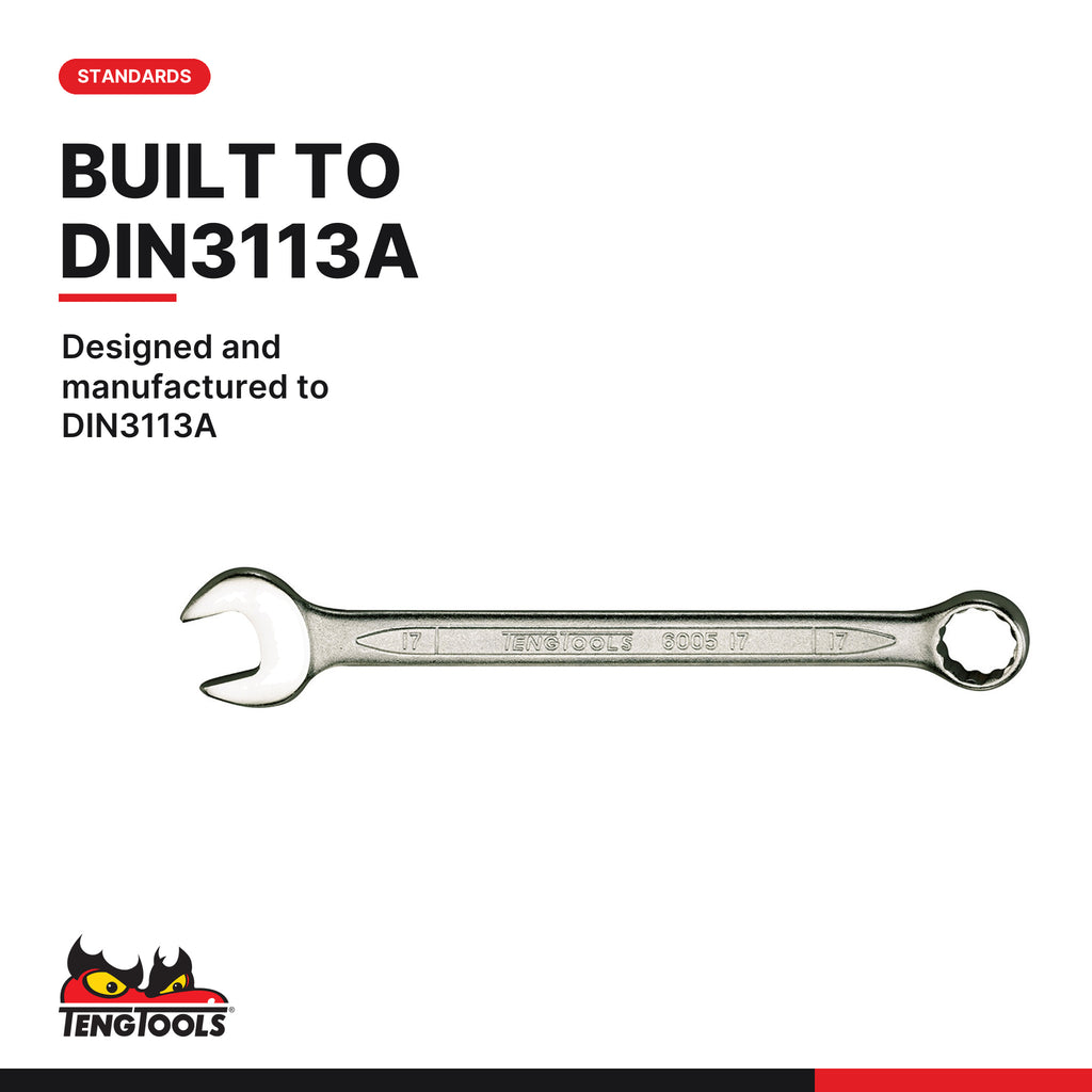 Teng Tools TED6515 Combination Spanner Set FOAM2 15 Pieces, designed and manufactured to din3113a