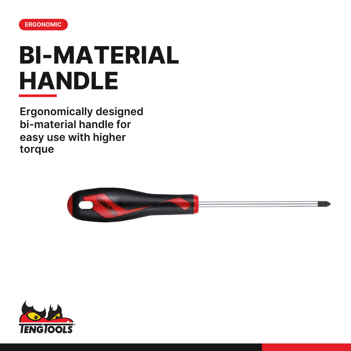 Teng Tools TED911N Screwdriver Set Mixed FOAM2 11 Pieces, ergonomically designed bi-material handle for easy use with higher 