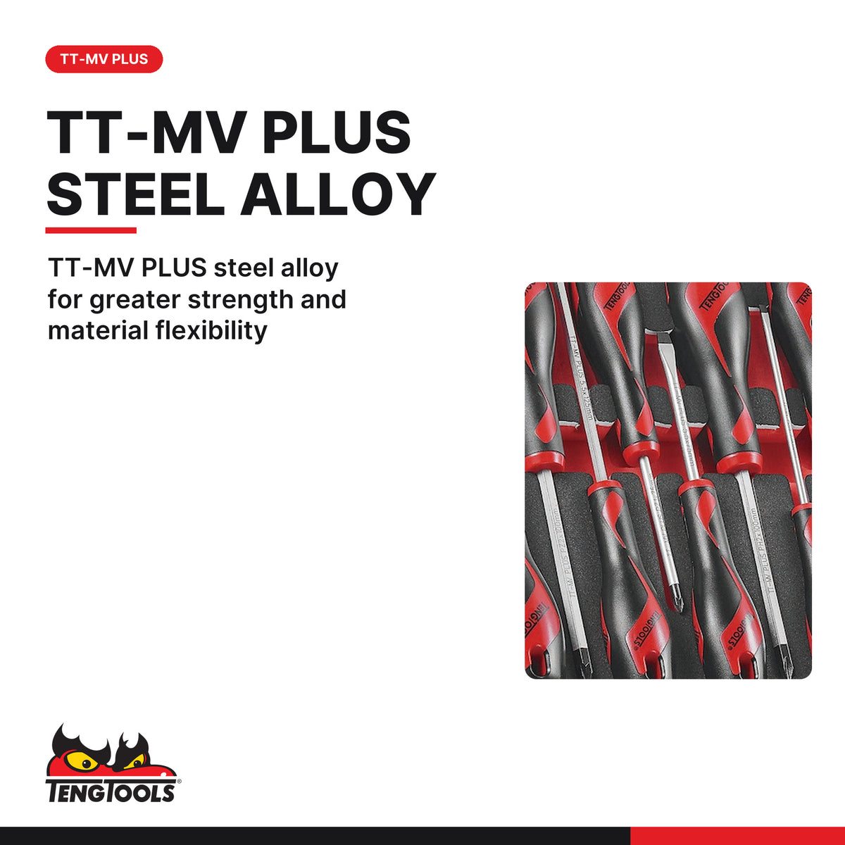 Teng Tools TED911N Screwdriver Set Mixed FOAM2 11 Pieces, tt-mv plus steel alloy for greater strength and material flexibilit