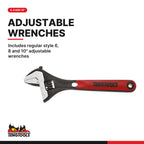 Teng Tools TEDADJ4 Adjustable Wrench Set FOAM2 4 Pieces, includes regular style 6, 8 and 10" adjustable wrenches