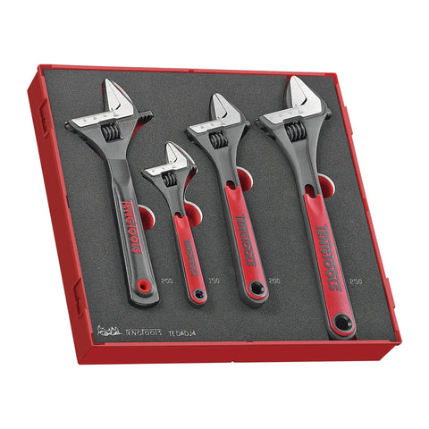 4-Piece Adjustable Wrench Set With TPR Handles and FOAM2 Tray