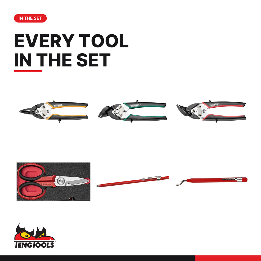 Teng Tools TEDCT06 Industrial cutting tool set FOAM2 6 pieces, every tool in the set
