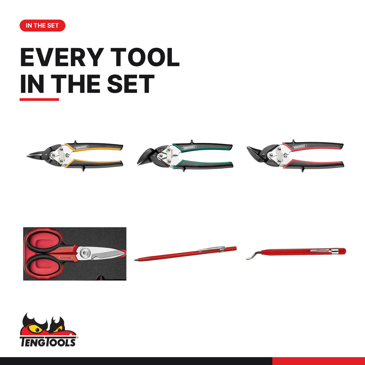 Teng Tools TEDCT06 Industrial cutting tool set FOAM2 6 pieces, every tool in the set