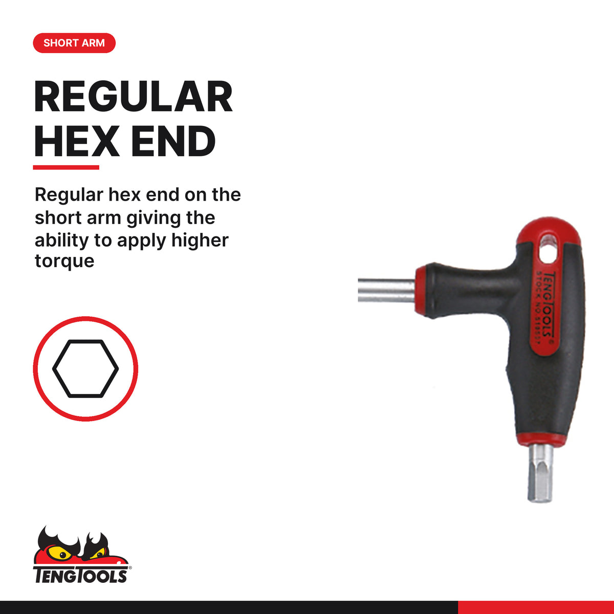 Teng Tools TEDHEX7 T-Handle Ball Point Hex Key Set FOAM2 7 Pieces, regular hex end on the short arm giving the ability to app
