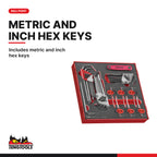 Teng Tools TEDHT42 Ball Point Hex & TX Key Set FOAM2 42 Pieces, includes metric and inch hex keys