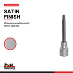 Teng Tools TEDLBS17 1/2" Long Hex & TX Bit Socket Set FOAM2 17 Pieces, chrome vanadium satin finish sockets