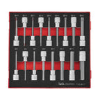 Teng Tools TEDLBS17 1/2" Long Hex & TX Bit Socket Set FOAM2 17 Pieces on a white background