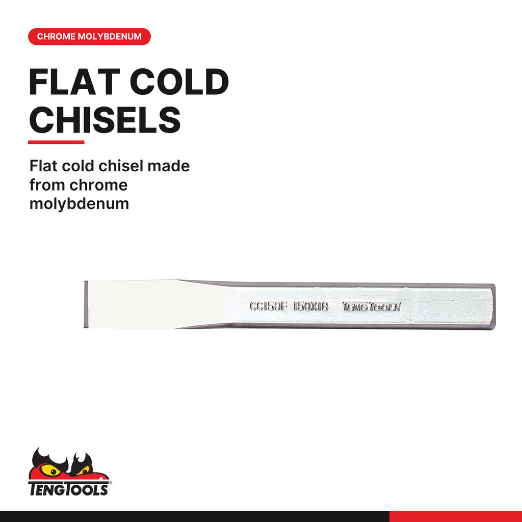 Teng Tools TEDPC14 Punch & Chisel Set FOAM2 14 Pieces, flat cold chisel made from chrome molybdenum
