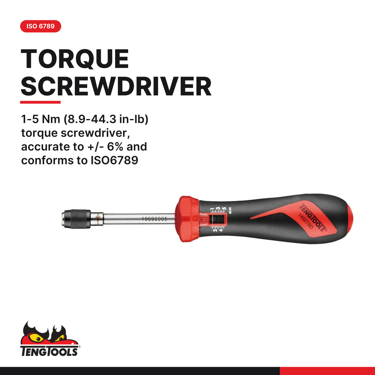 Teng Tools TEDSD14 Torque Screwdriver Set FOAM2 95 Pieces, 1-5 Nm (8.9-44.3 in-lb) torque screwdriver, accurate to +/- 6%