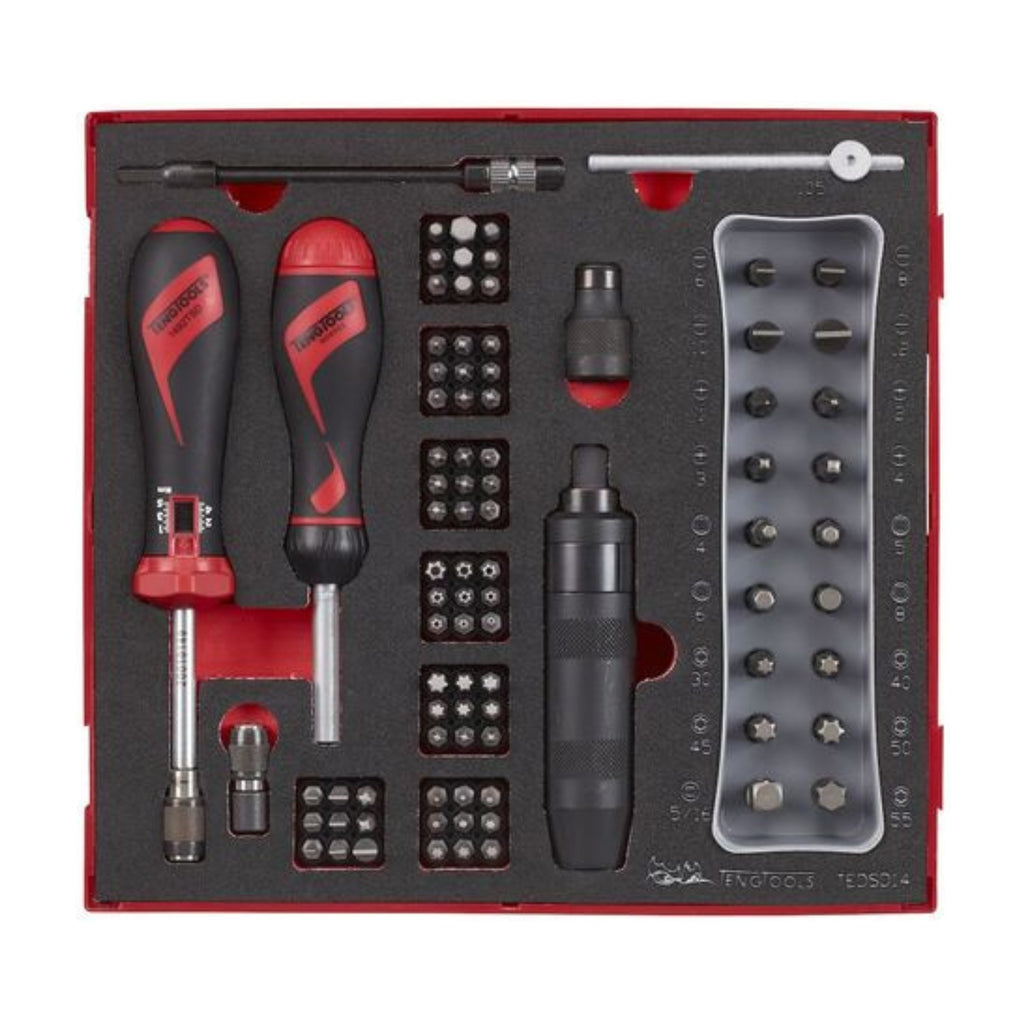 Teng Tools TEDSD14 Torque Screwdriver Set FOAM2 95 Pieces on a white background