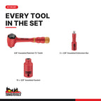 Teng Tools TEDV3818 3/8" Insulated Socket Set FOAM2 18 Pieces, every tool in the set