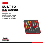 Teng Tools TEDV440 Insulated Plier Set FOAM2 4 Pieces, designed and manufactured to DIN 5745, DIN 5746, DIN 5749 and IEC
