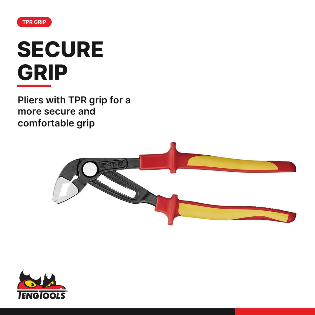 Teng Tools TEDVMB08 Insulated Plier & Knife Set FOAM2 8 Pieces, pliers with TPR grip for a more secure and comfortable grip