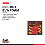 Teng Tools TEDVSP12 Insulated Spanner Set FOAM2 12 Pieces, tools are held in place using three colour pre-cut high-density ev