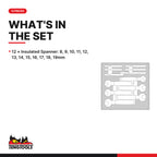 Teng Tools TEDVSP12 Insulated Spanner Set FOAM2 12 Pieces, what's in the tray