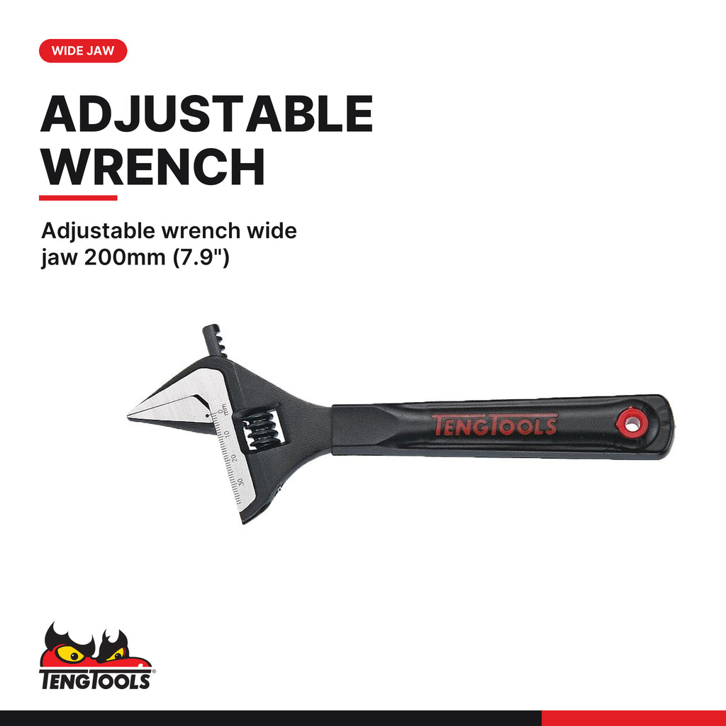 Teng Tools TEFMBP7 General Tool Set BP FOAM3 7 Pieces, adjustable wrench wide jaw 200mm (7.9")