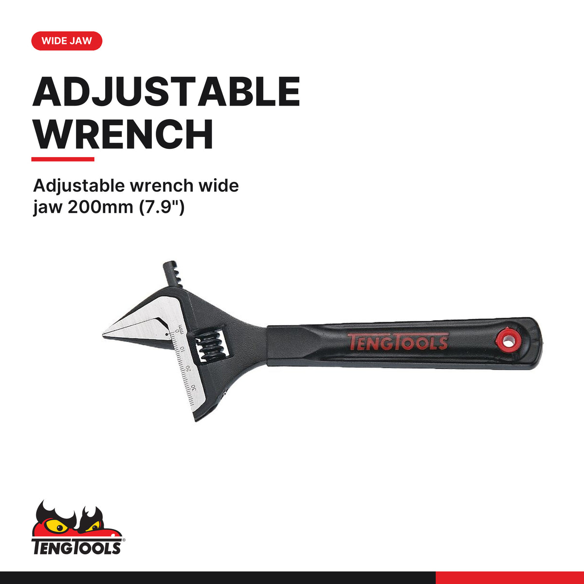 Teng Tools TEFMBP7E General Tool Set E FOAM3 7 Pieces, adjustable wrench wide jaw 200mm (7.9")