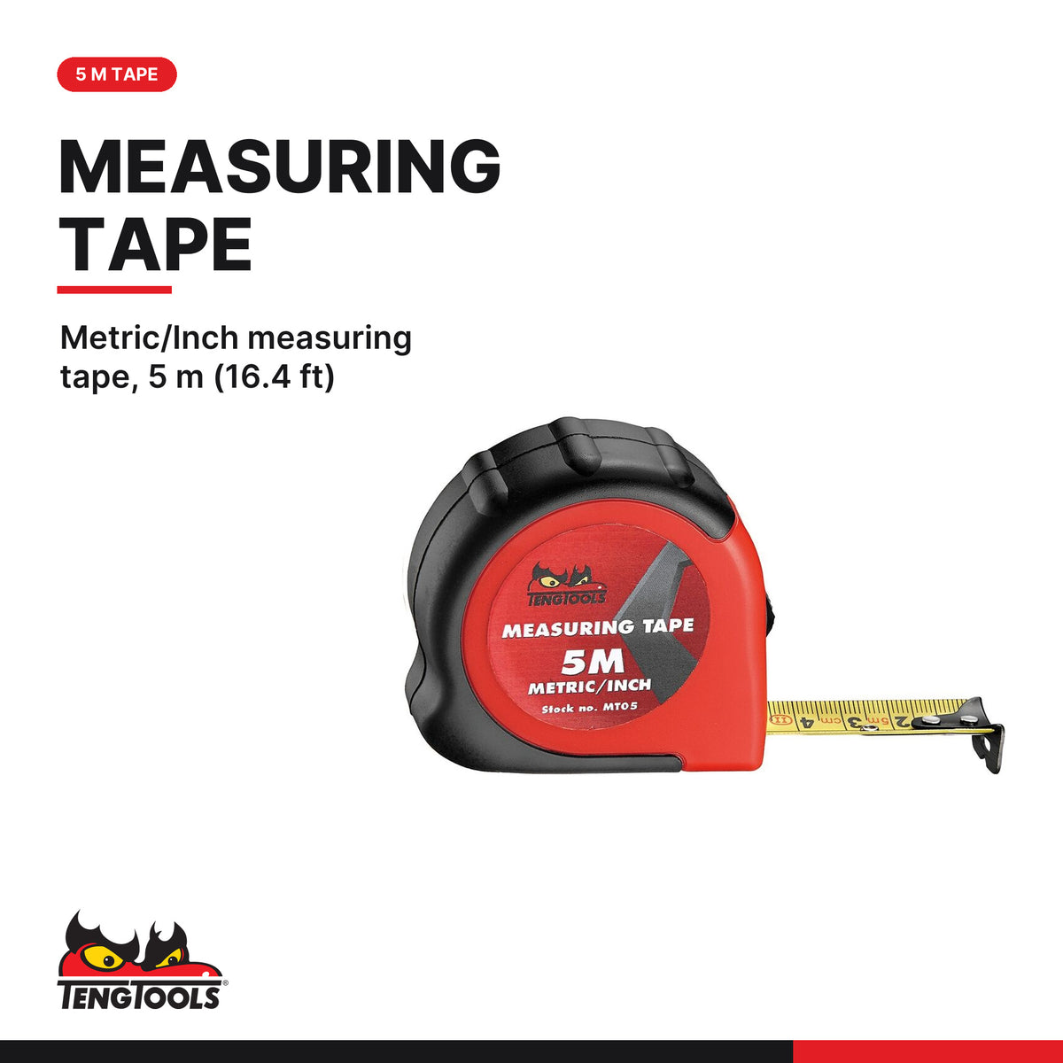 Teng Tools TEFMDI54 Screwdriver & Hex/TX Key Set 2 FOAM3 54 Pieces, metric/Inch measuring tape, 5 m (16.4 ft)