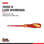 Teng Tools TEFMDV12 Insulated Screwdriver Set FOAM3 12 Pieces, approved for live working up to 1000 volts