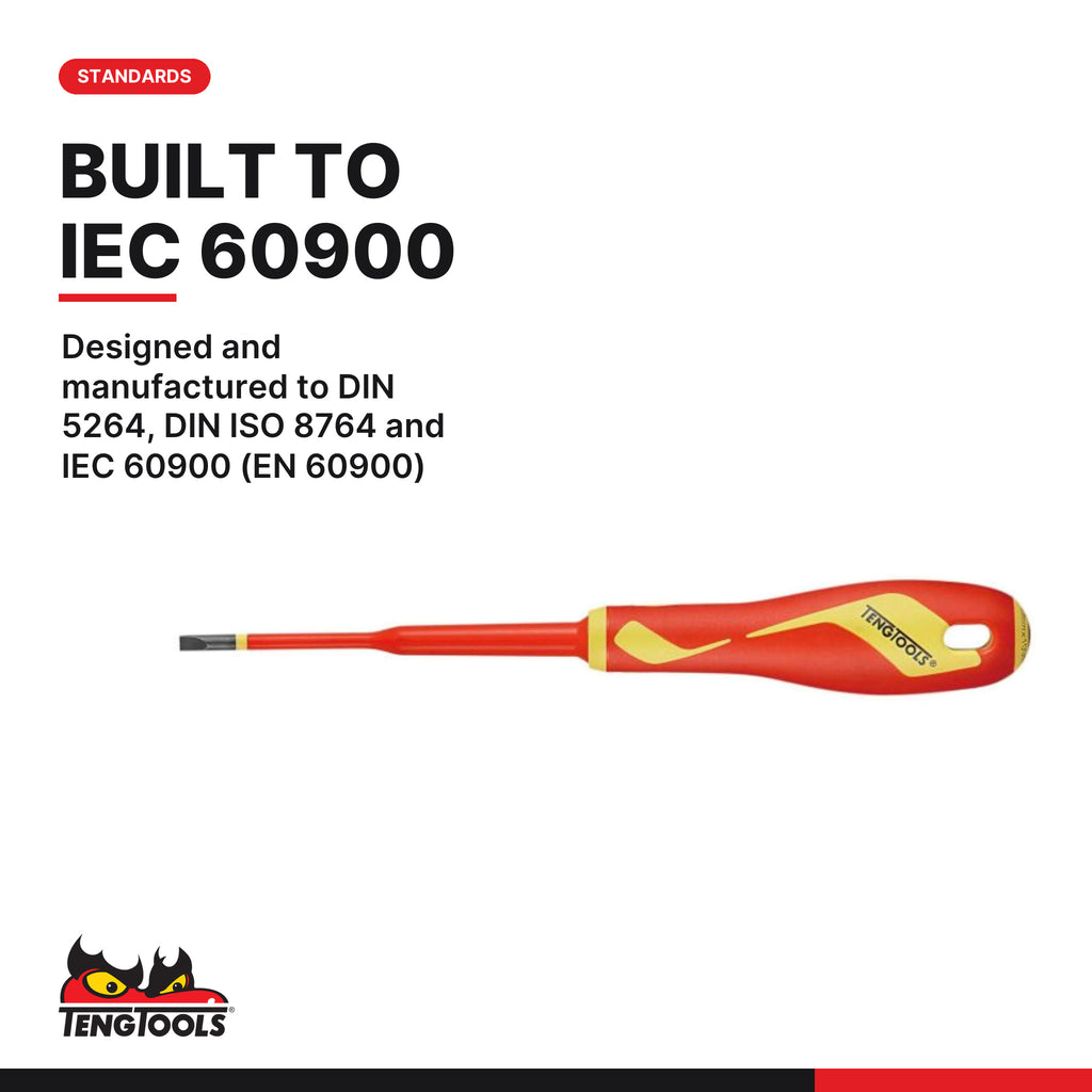 Teng Tools TEFMDV12 Insulated Screwdriver Set FOAM3 12 Pieces, designed and manufactured to din 5264, din iso 8764 and iec 60