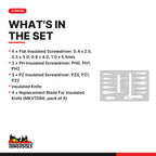 Teng Tools TEFMDV15 Insulated Screwdriver & Knife Set FOAM3 15 Pieces, what's in the tray