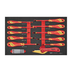 Teng Tools TEFMDV15 Insulated Screwdriver & Knife Set FOAM3 15 Pieces on a white background