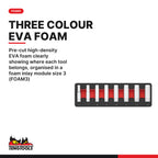 Teng Tools TEFSK44 1/4" & 1/2" Socket Set FOAM3 44 Pieces, pre-cut high-density eva foam clearly showing where each tool belo